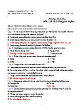 Đề kiểm tra giữa học kỳ môn Lịch Sử 8 - Năm học 2021-2022 (Có đáp án)